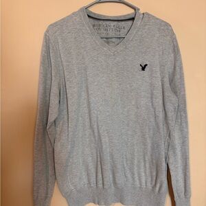 American Eagle Gray V-Neck Sweater